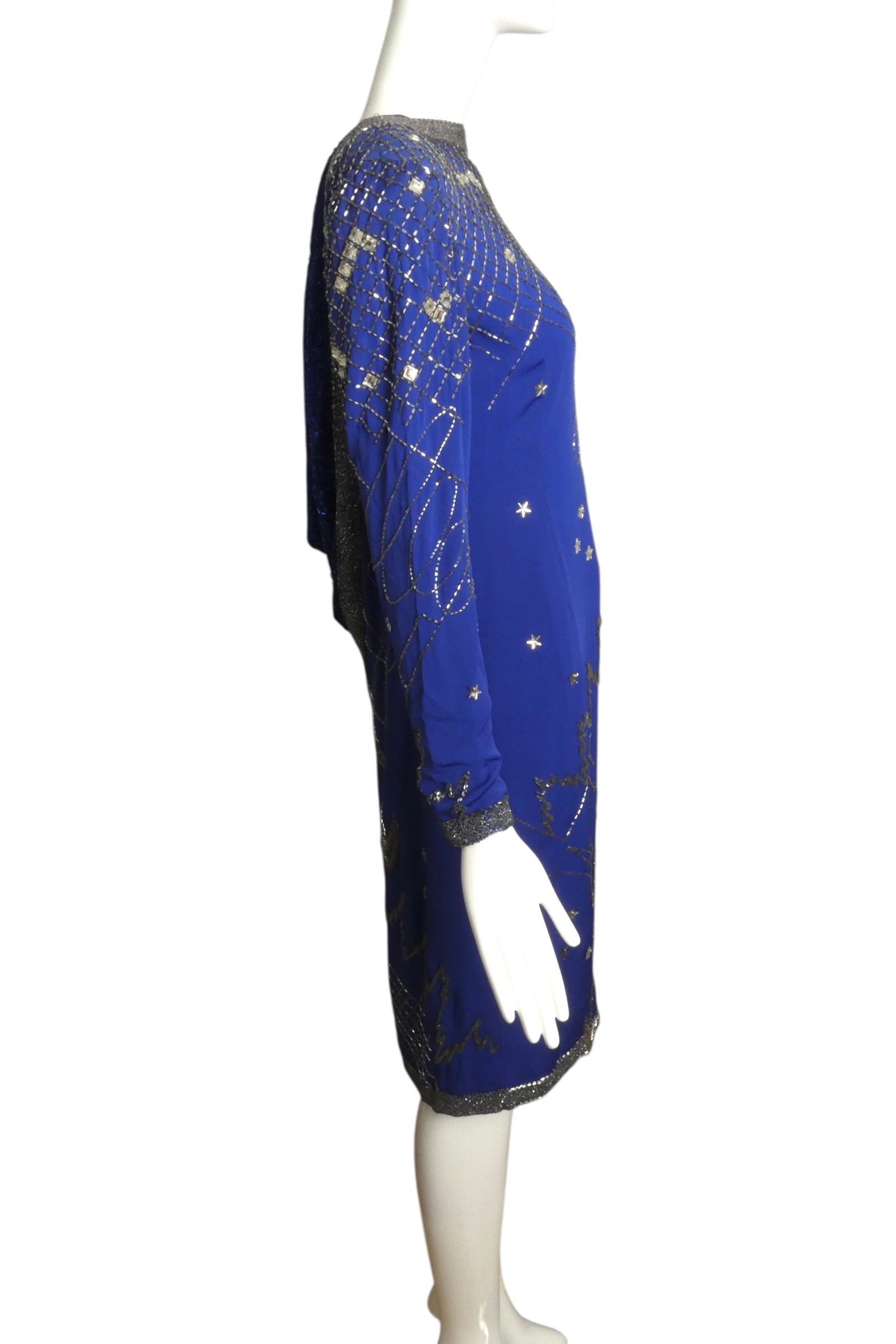 1980s Beaded Silk Dress, Size 8 1980s Beaded Silk Dress, Size 8