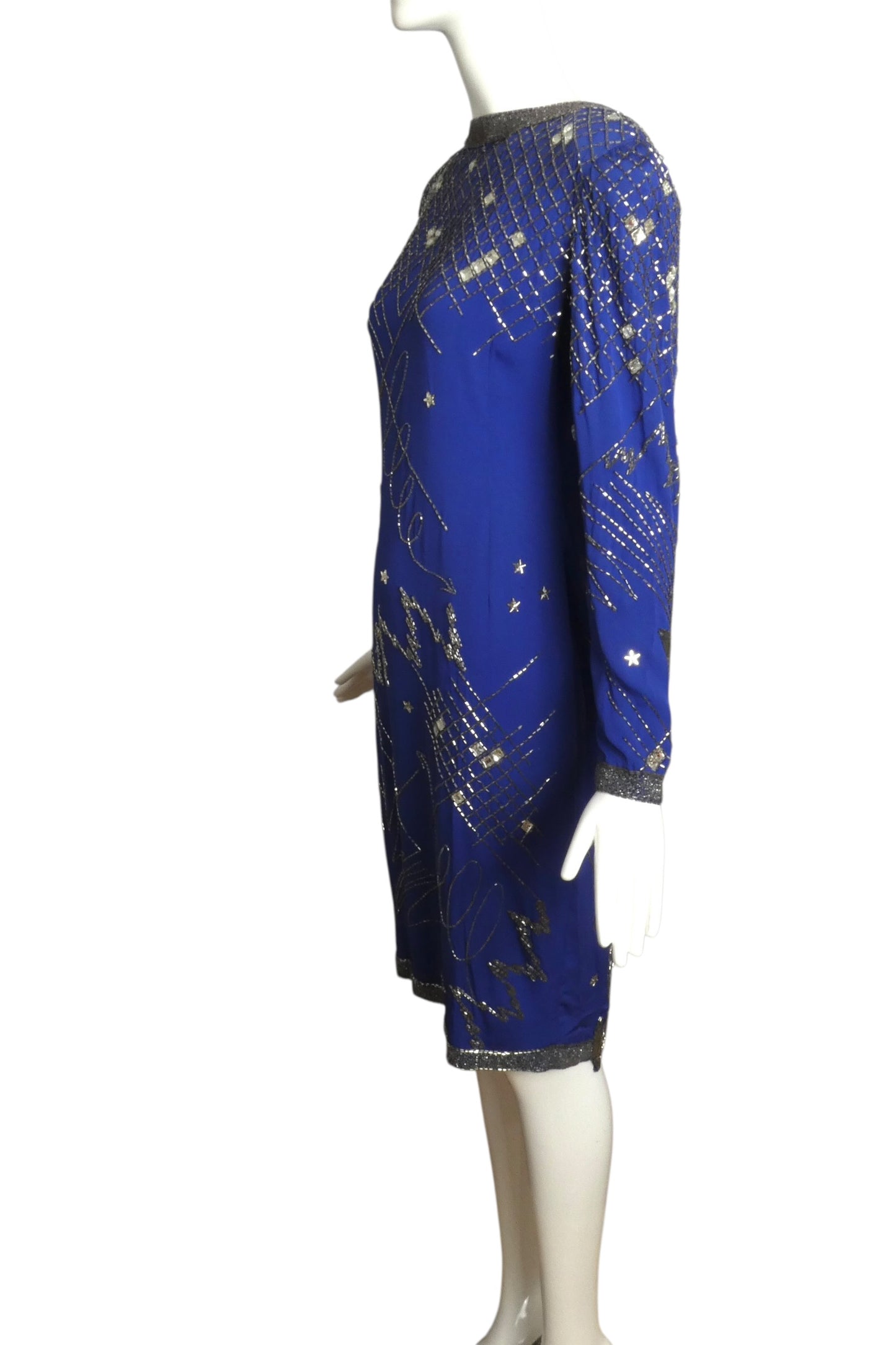 1980s Beaded Silk Dress, Size 8