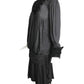 EMANUEL UNGARO HAUTE COUTURE- 1985 Black Knit & Velvet Drop Waist Dress, Size 10
