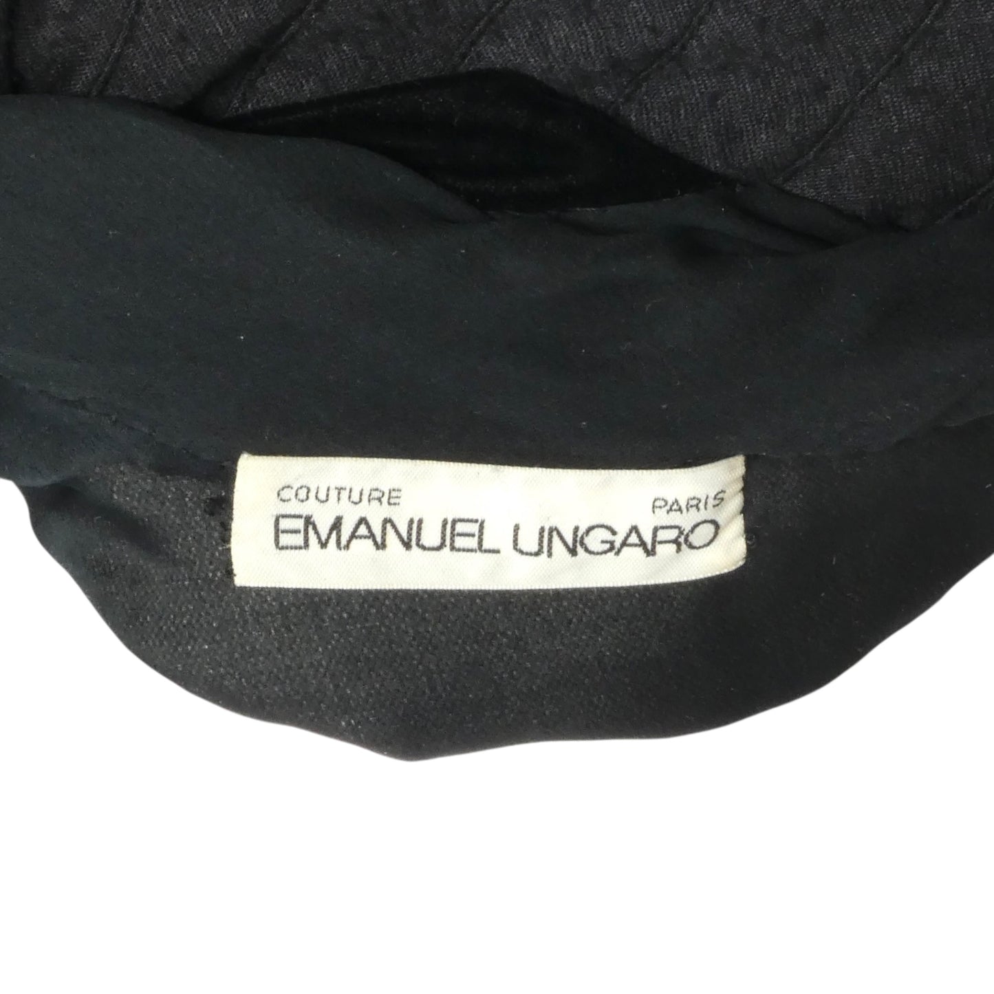 EMANUEL UNGARO HAUTE COUTURE- 1985 Black Knit & Velvet Drop Waist Dress, Size 10