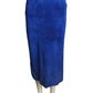 GOSAMMER WINGS- 1980s Blue Suede Fringe Skirt Suit, Size 4