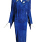 GOSAMMER WINGS- 1980s Blue Suede Fringe Skirt Suit, Size 4