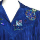 GOSAMMER WINGS- 1980s Blue Suede Fringe Skirt Suit, Size 4