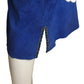 GOSAMMER WINGS- 1980s Blue Suede Fringe Skirt Suit, Size 4