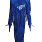 GOSAMMER WINGS- 1980s Blue Suede Fringe Skirt Suit, Size 4