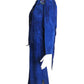 GOSAMMER WINGS- 1980s Blue Suede Fringe Skirt Suit, Size 4