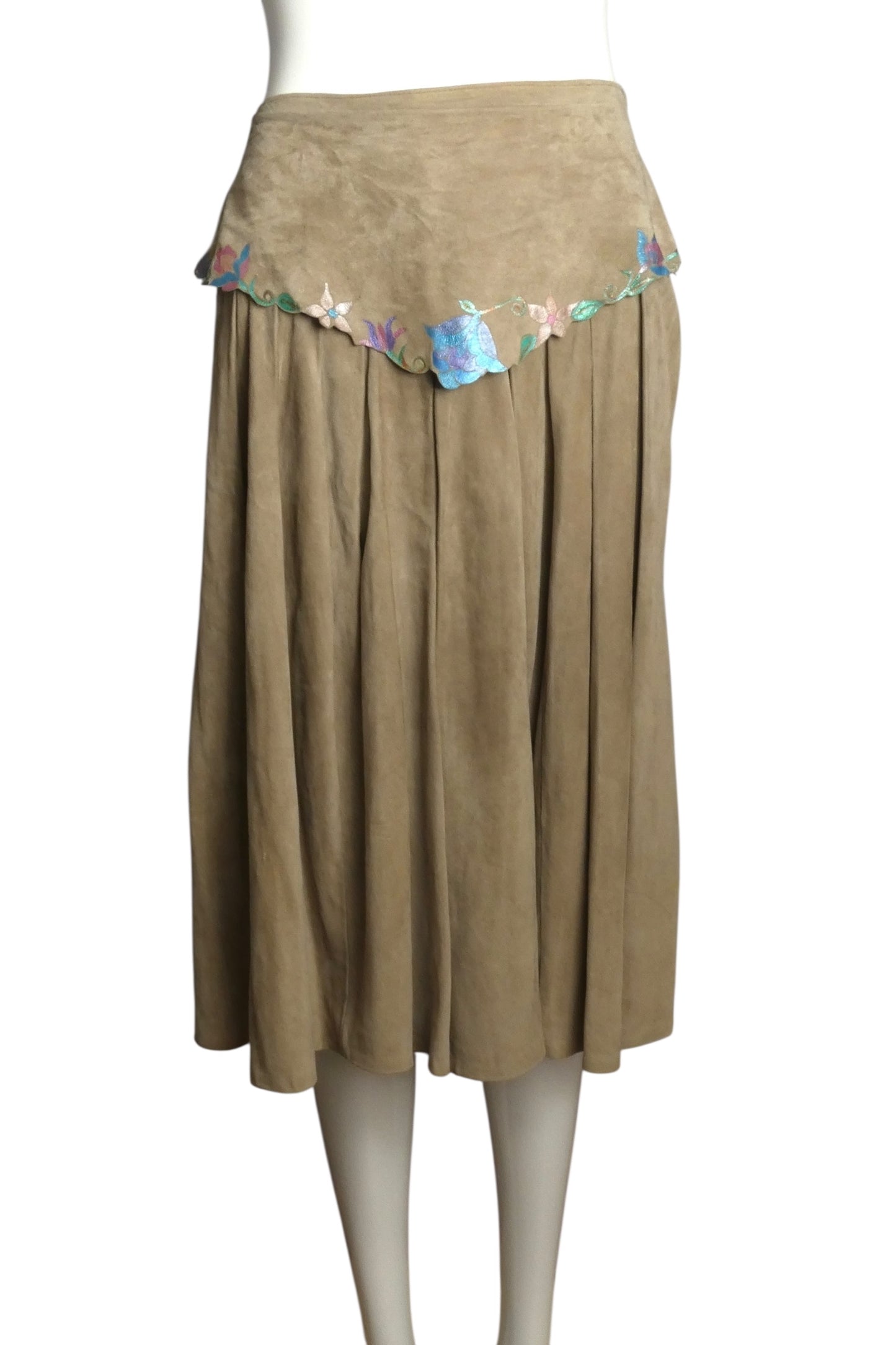 GOSAMMER WINGS- 1980s 3pc Beaded Suede Skirt Ensemble, Size 6