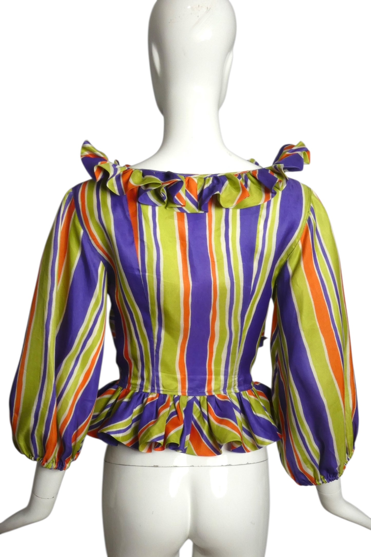 CHRISTIAN LACROIX- 1991 Silk Striped Blouse, Size 8