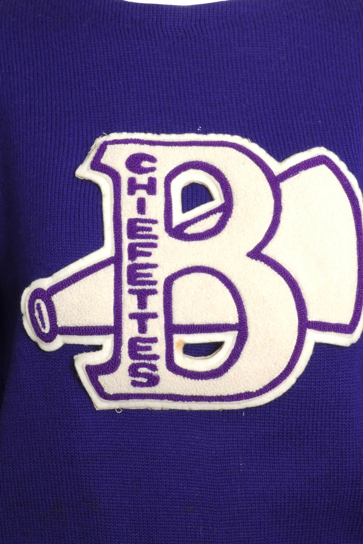 1960s Purple Cheerleaders Wool Sweater, Size 8