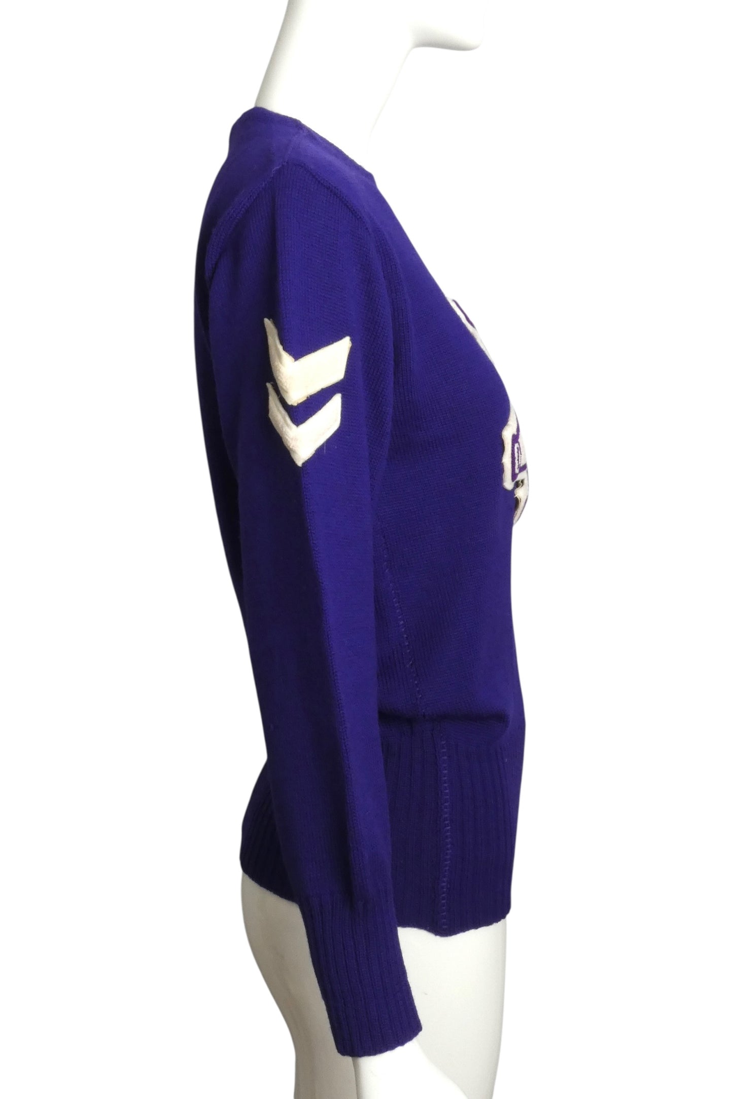 1960s Purple Cheerleaders Wool Sweater, Size 8