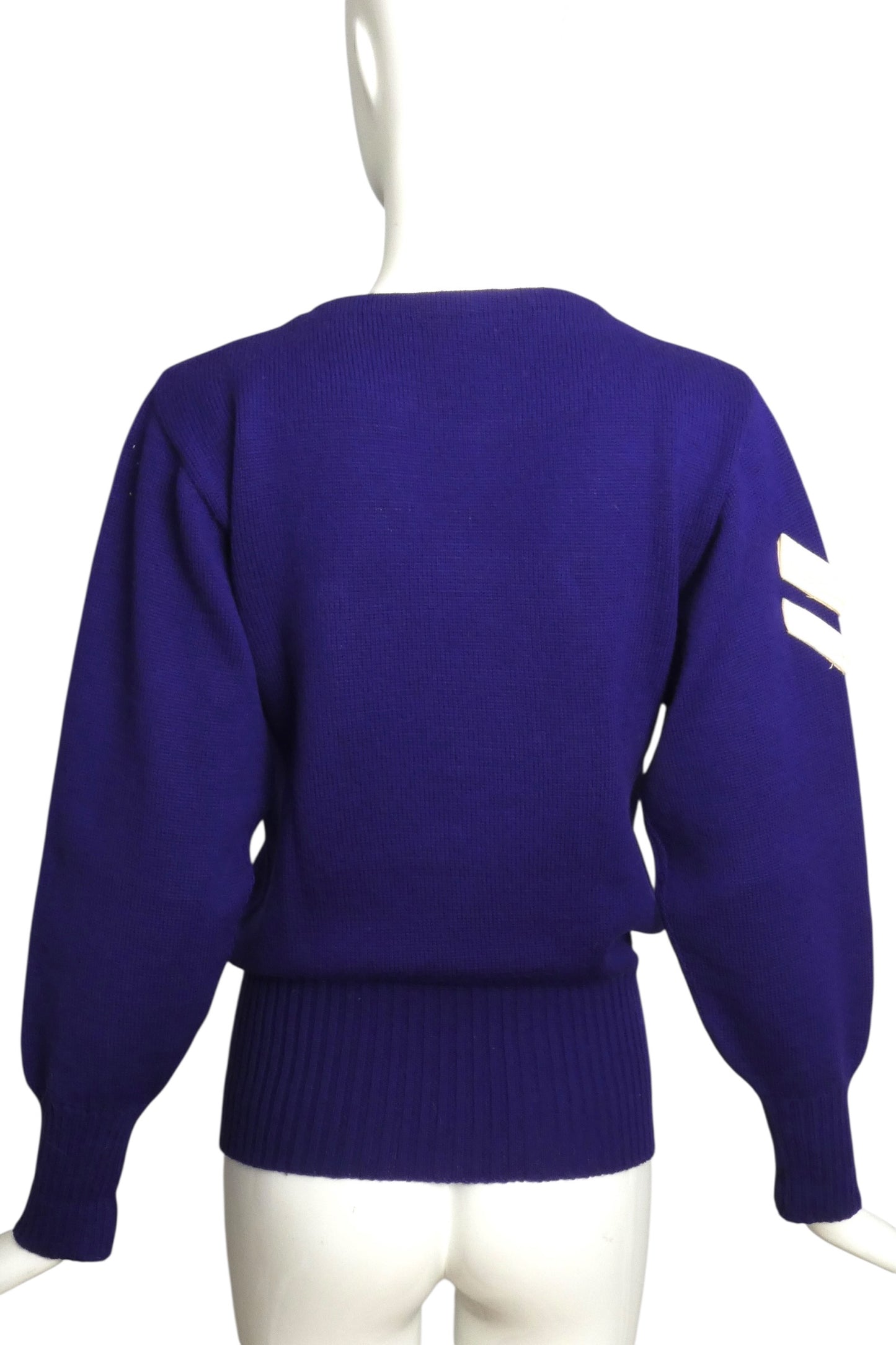1960s Purple Cheerleaders Wool Sweater, Size 8