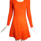 1960s Orange Sweater Knit Dress, Size 6