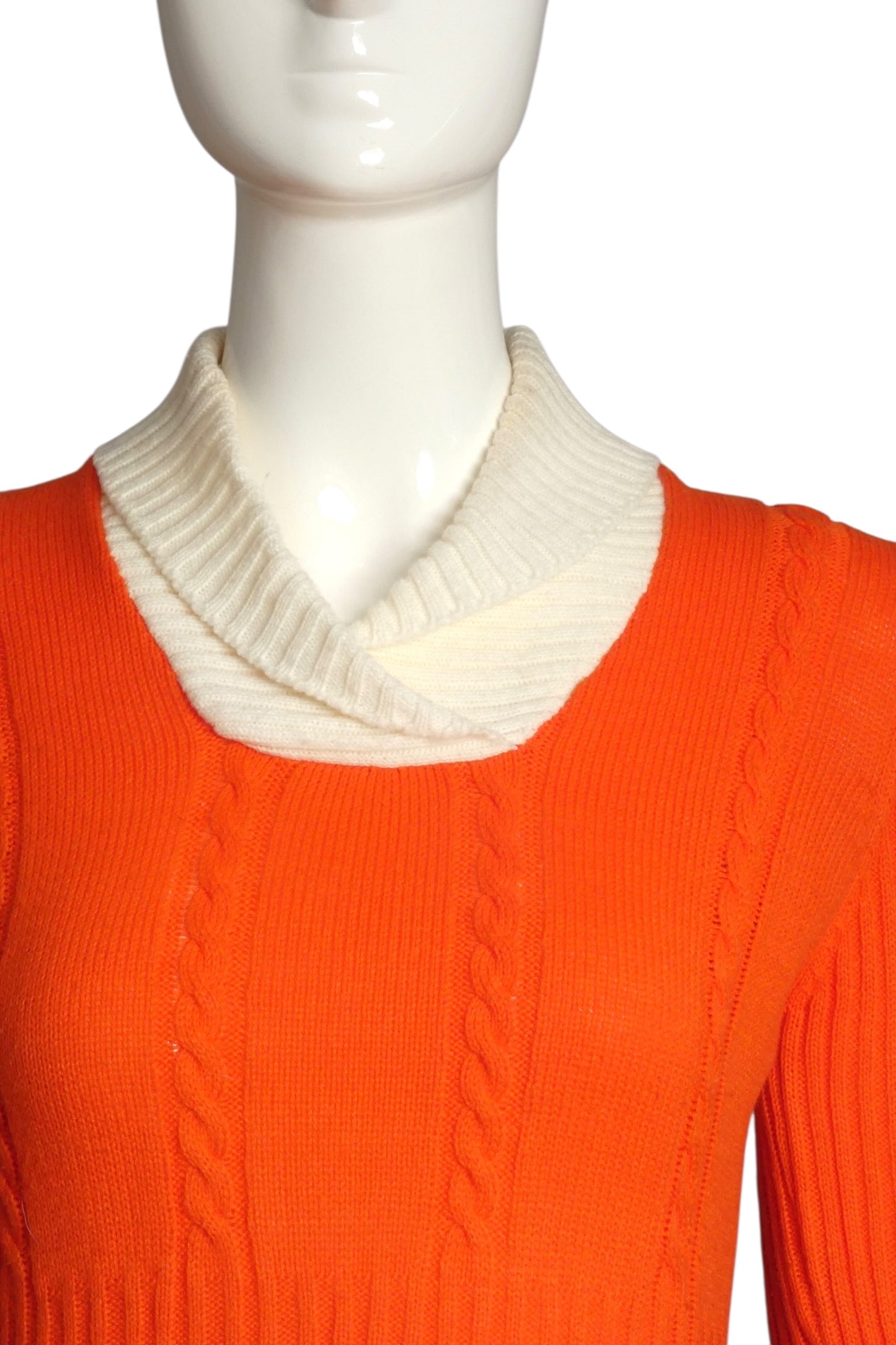 1960s Orange Sweater Knit Dress, Size 6
