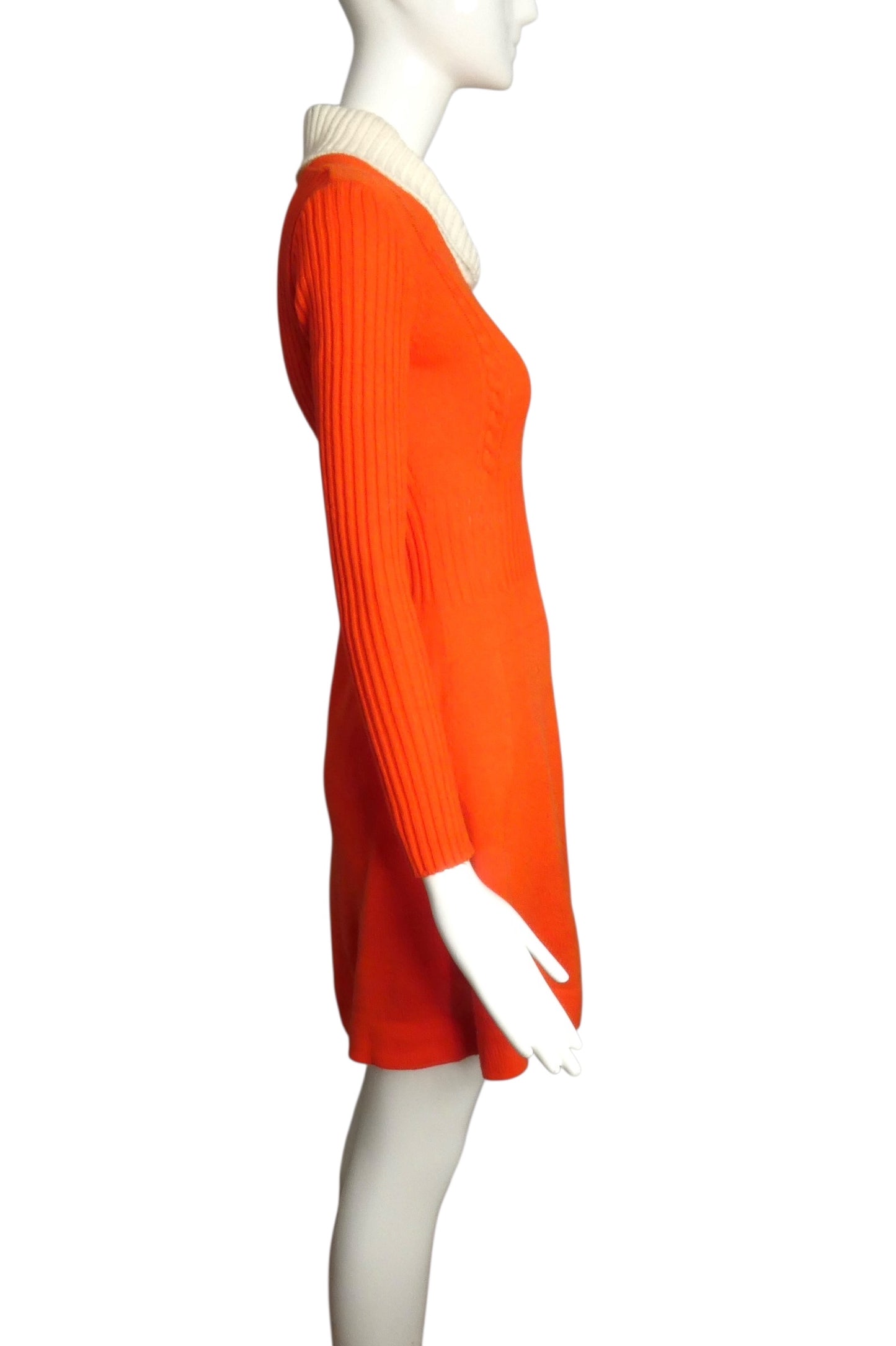 1960s Orange Sweater Knit Dress, Size 6