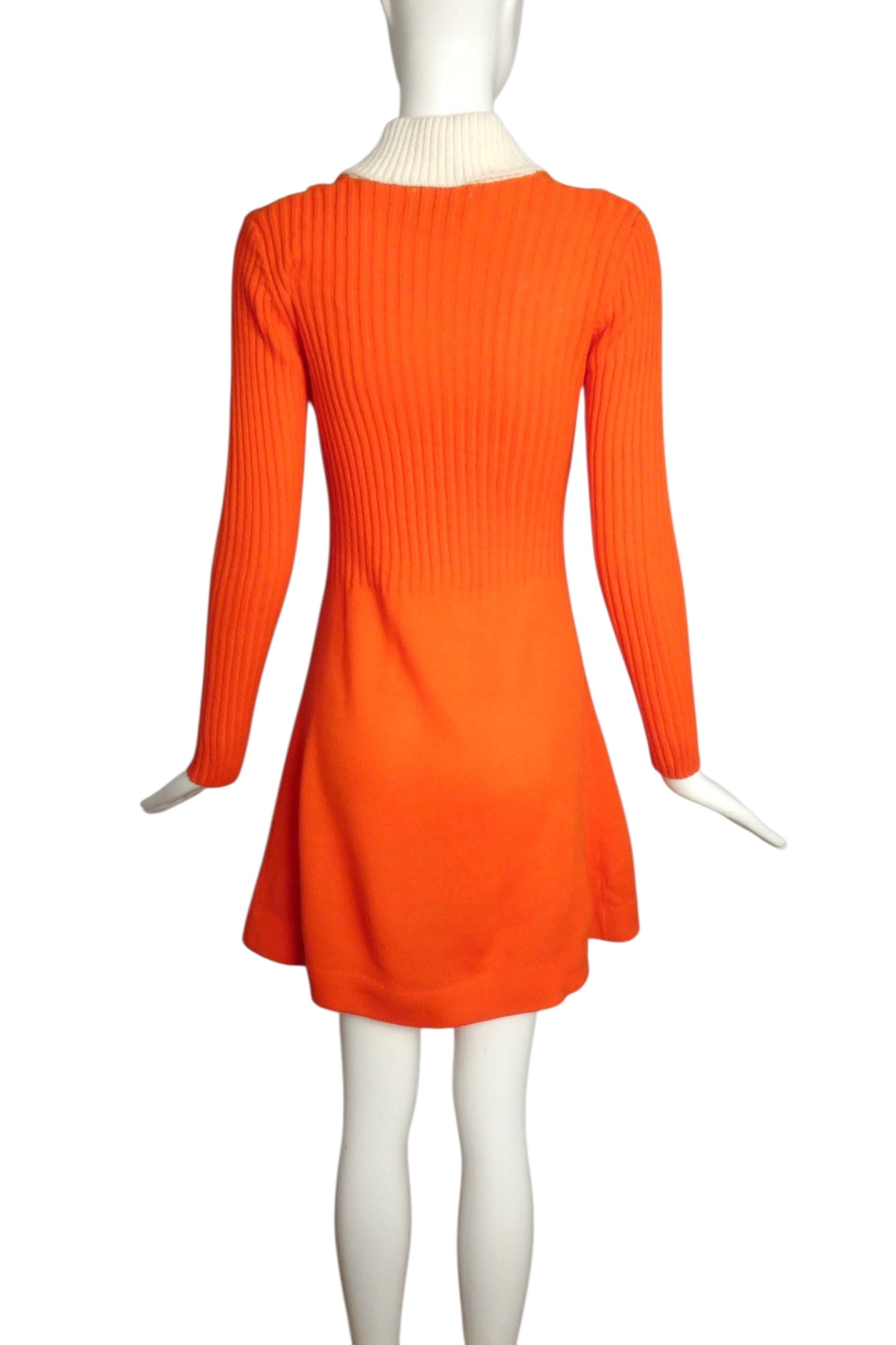 1960s Orange Sweater Knit Dress, Size 6