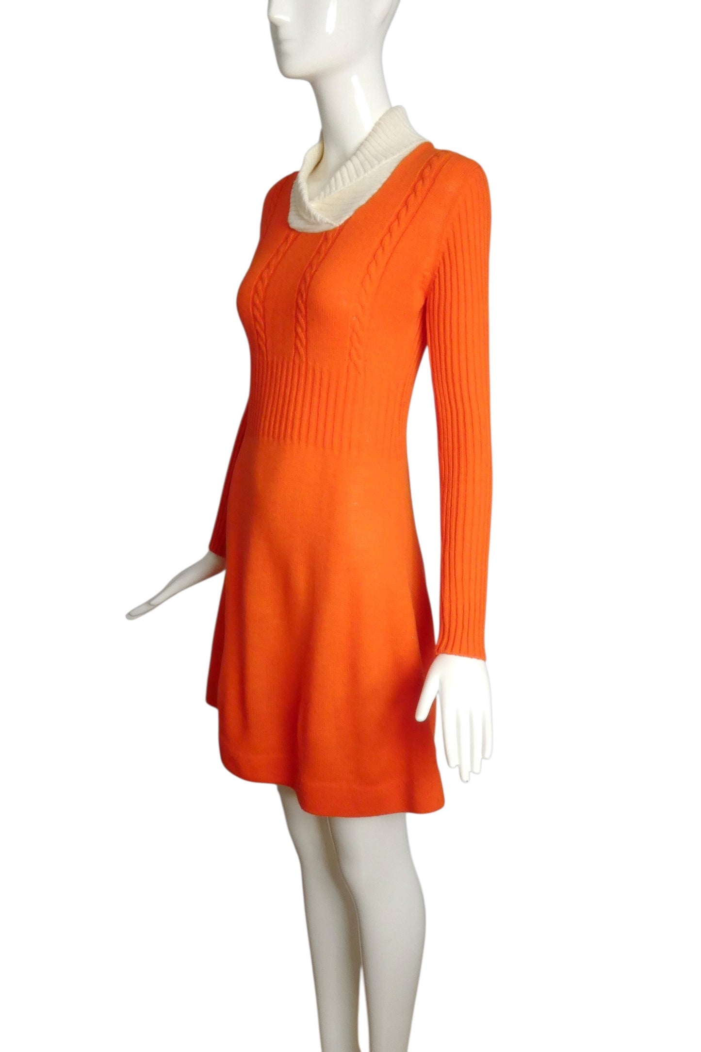 1960s Orange Sweater Knit Dress, Size 6