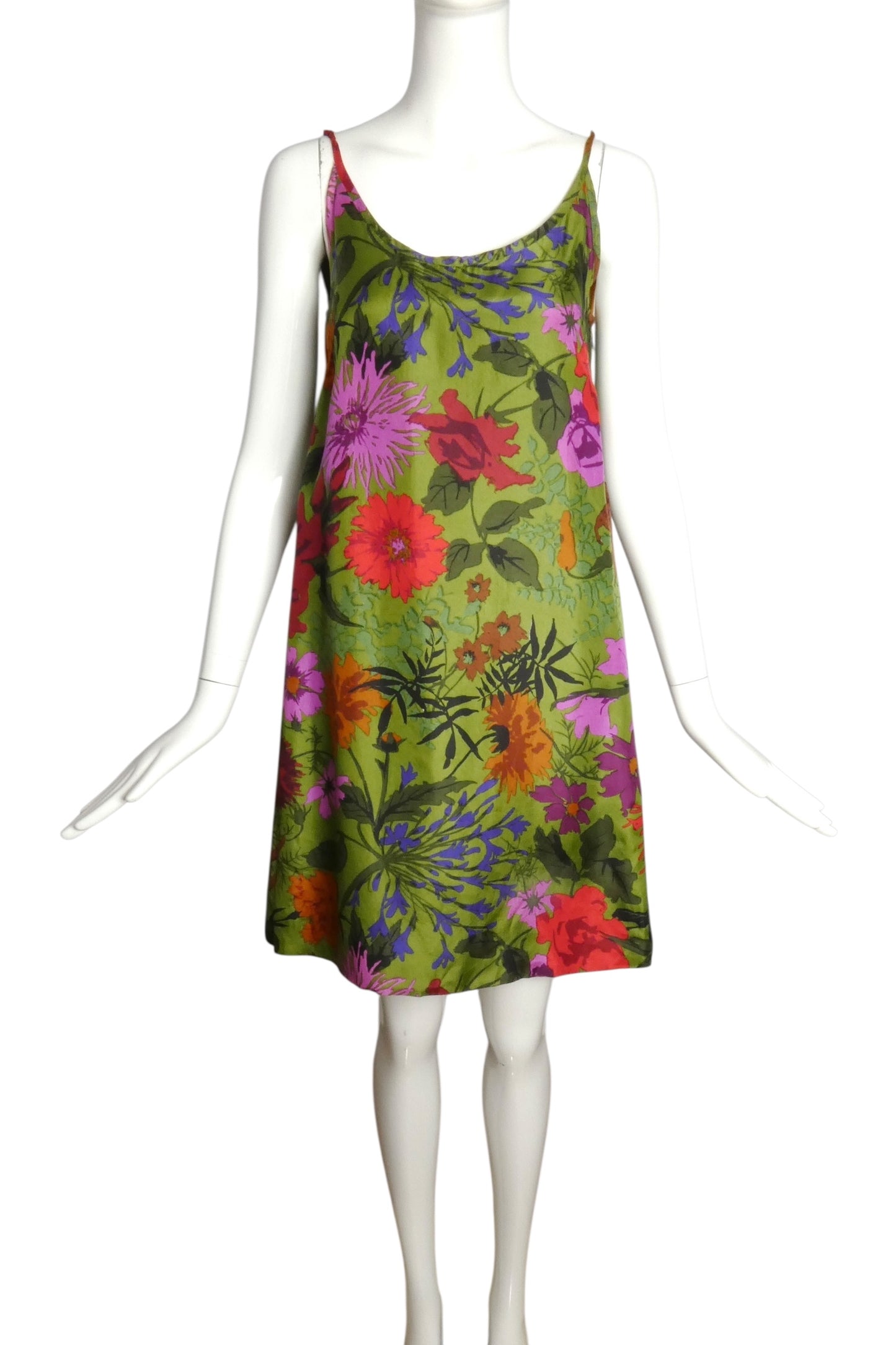 KEN SCOTT- 1960s Floral Print Silk Dress, Size 2