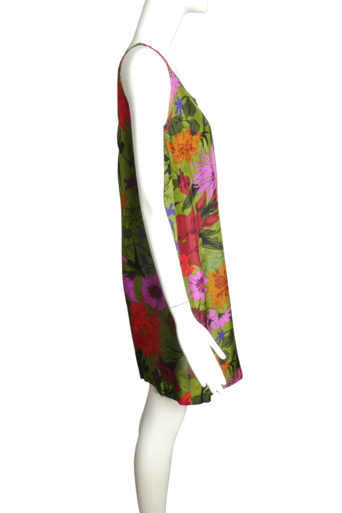 KEN SCOTT- 1960s Floral Print Silk Dress, Size 2