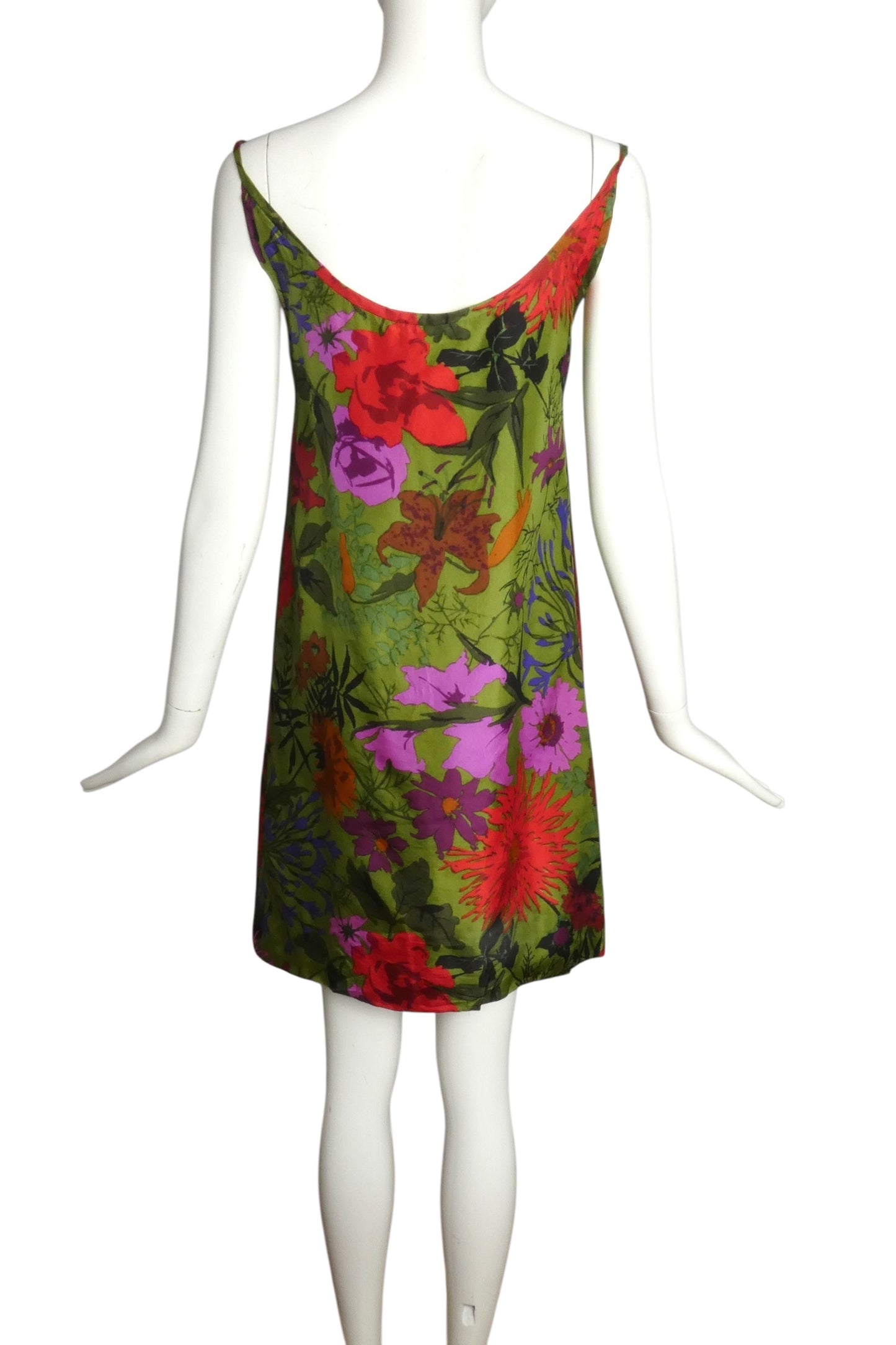 KEN SCOTT- 1960s Floral Print Silk Dress, Size 2