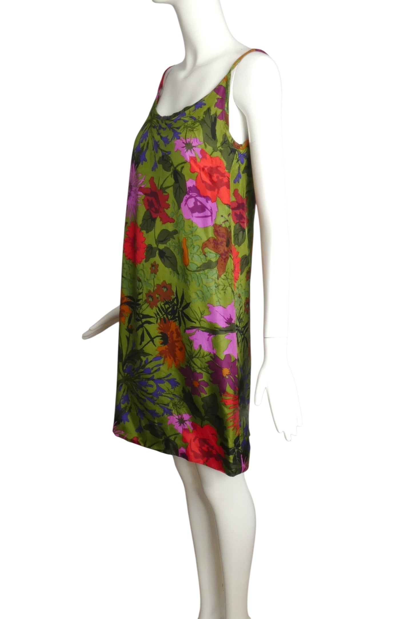 KEN SCOTT- 1960s Floral Print Silk Dress, Size 2