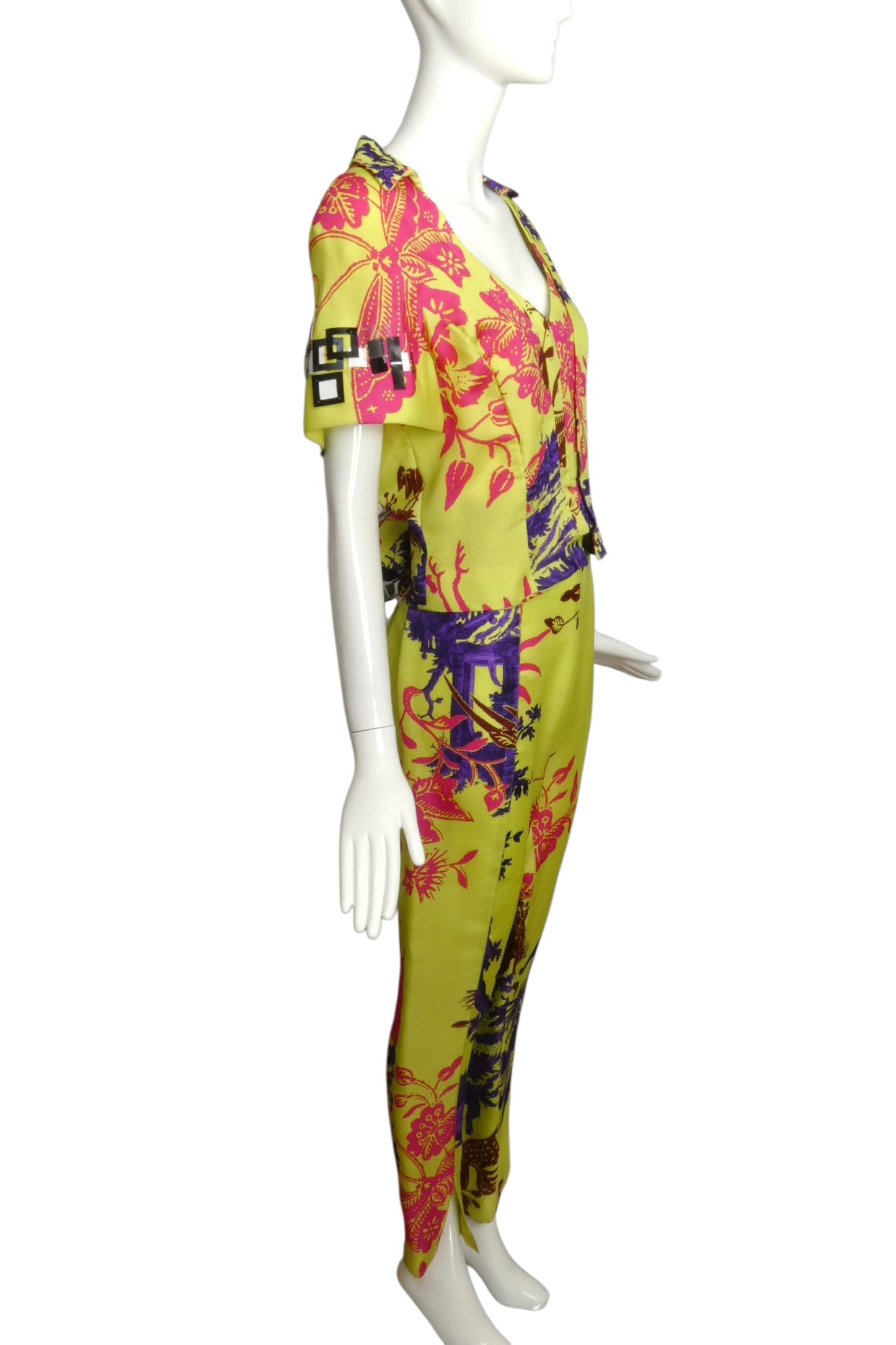 2000s Silk Organza Print Pant Suit, Size 12