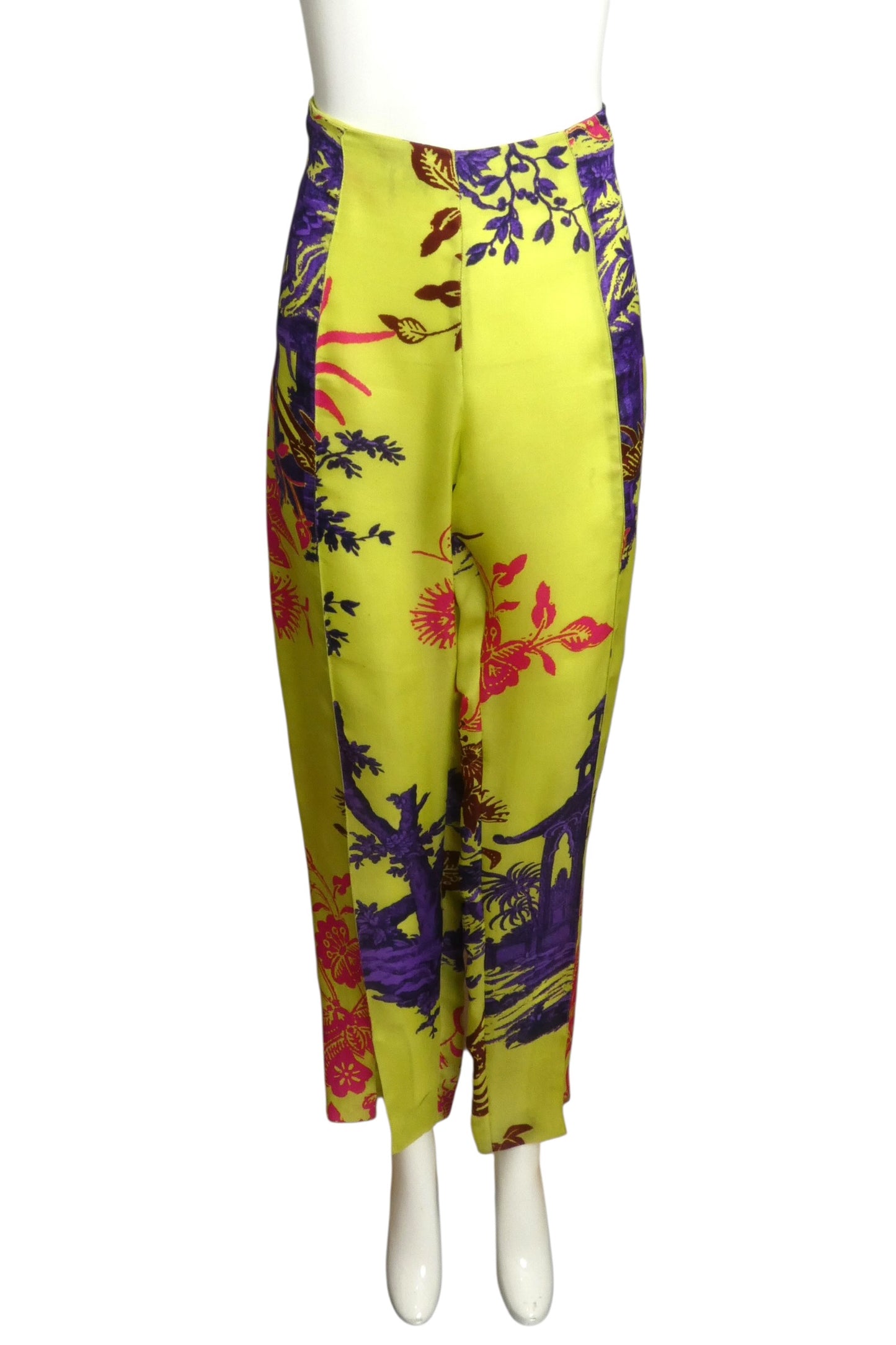 2000s Silk Organza Print Pant Suit, Size 12