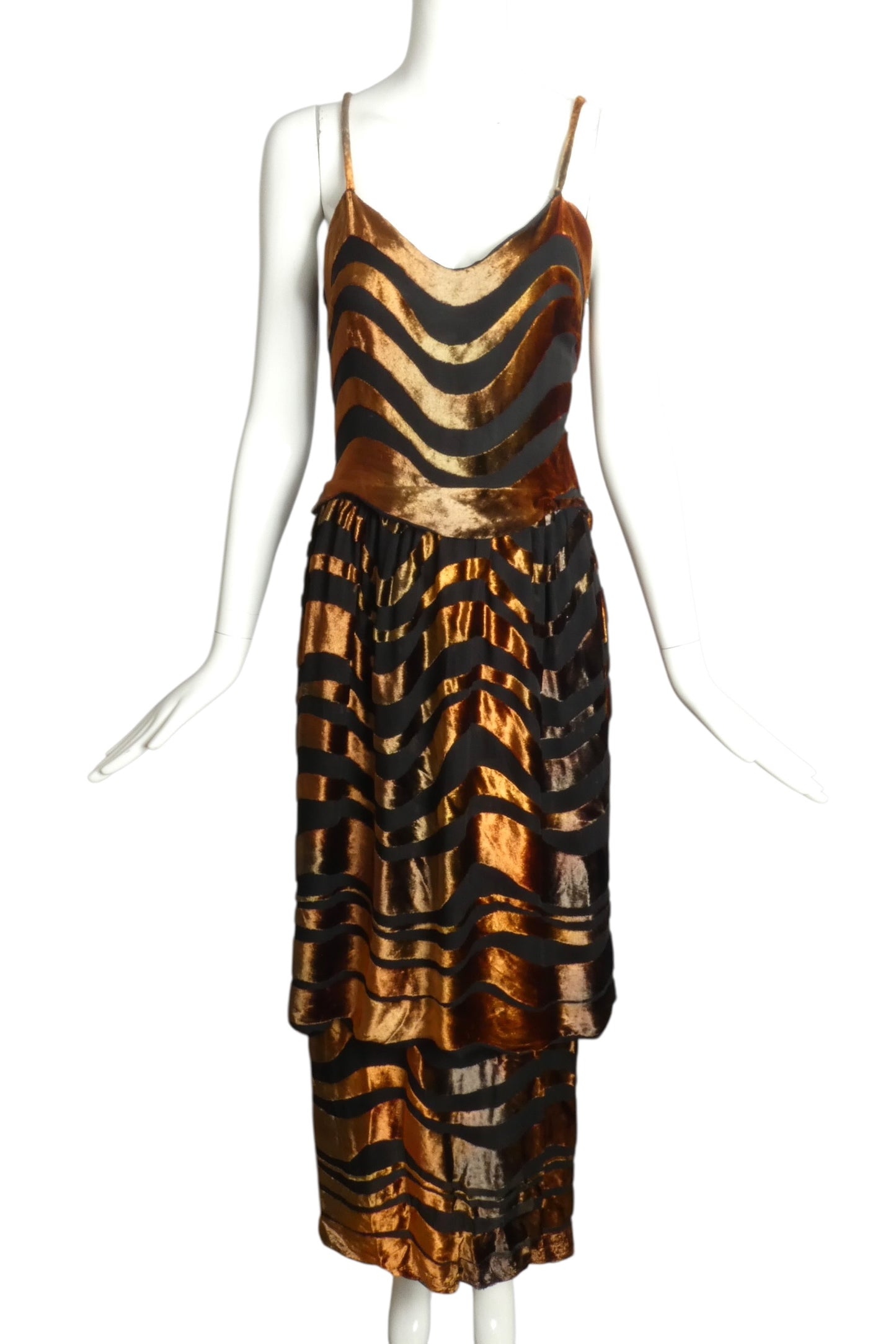 1980s Voided Velvet Evening Dress, Size-8