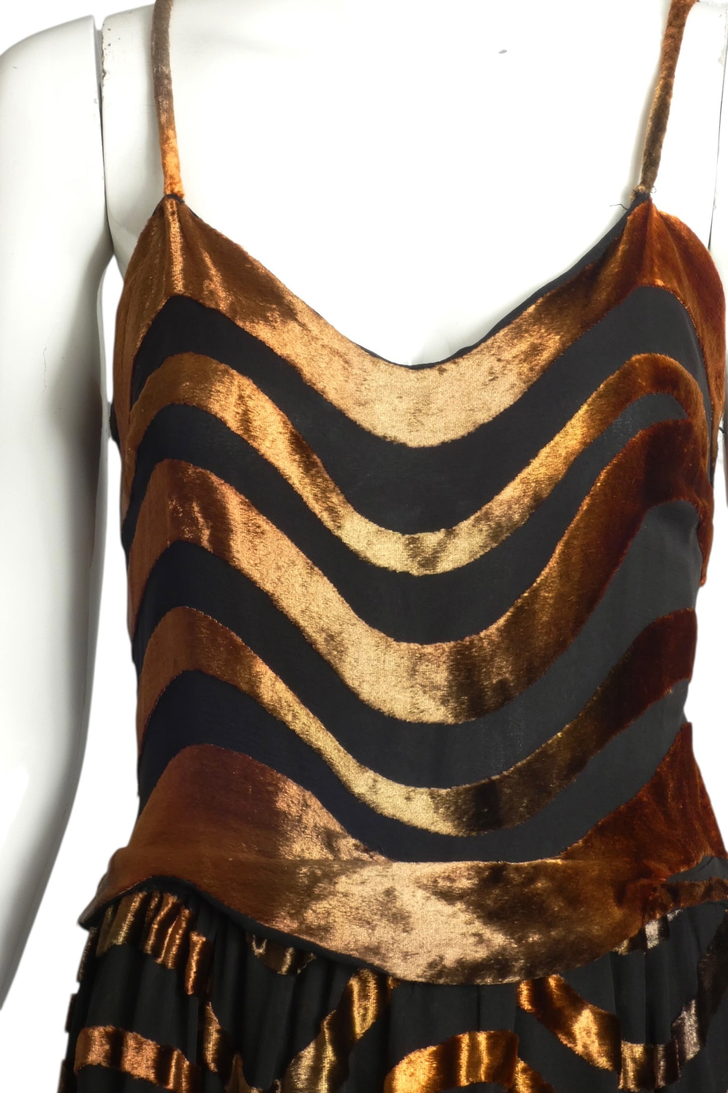 1980s Voided Velvet Evening Dress, Size-8