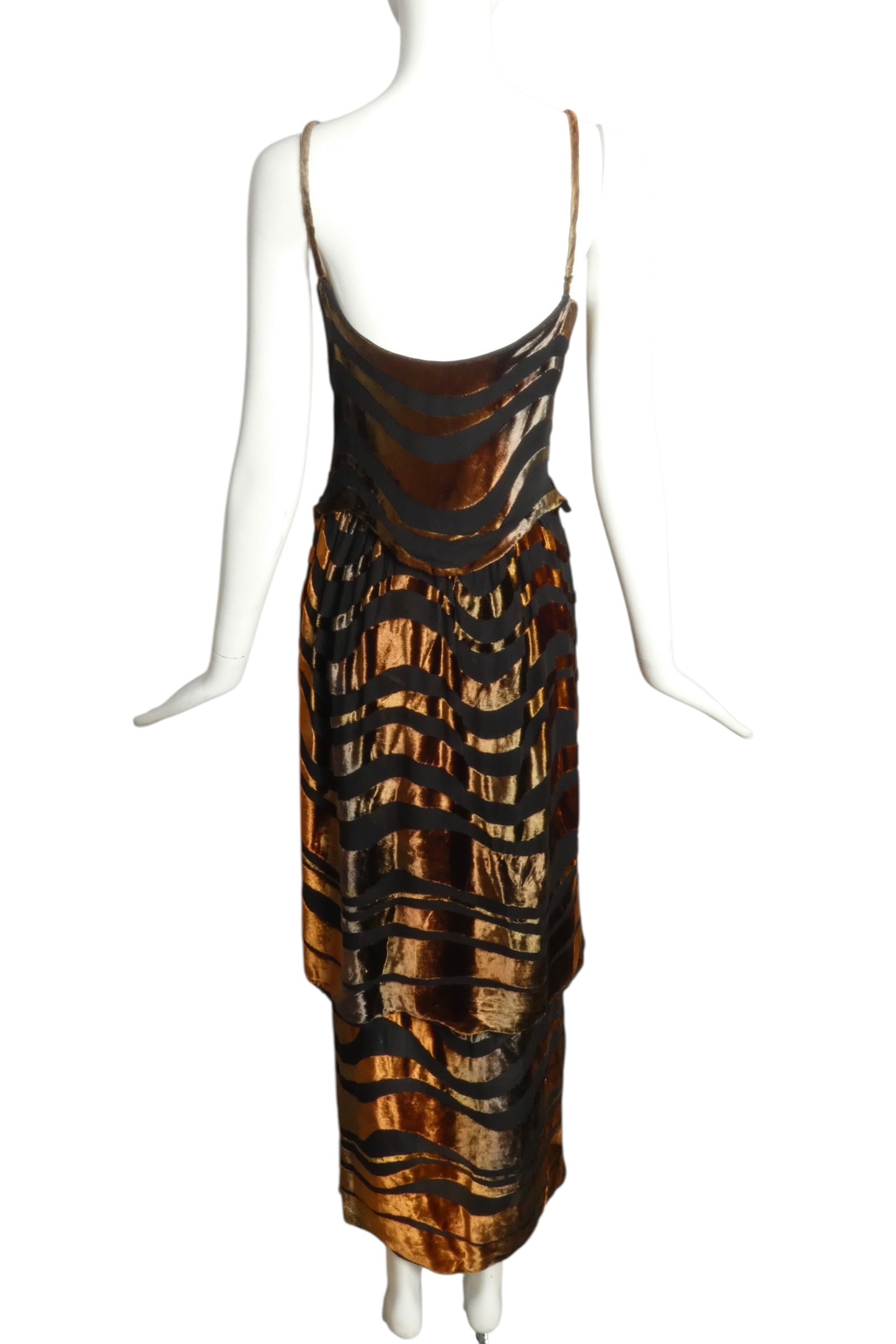 1980s Voided Velvet Evening Dress, Size-8