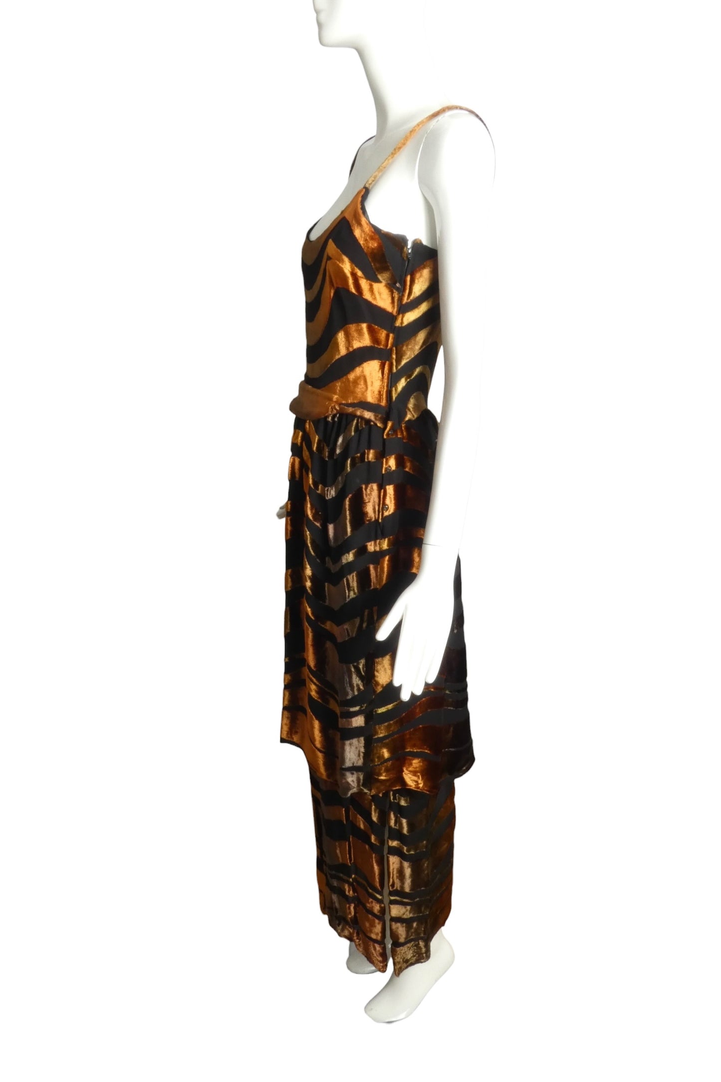 1980s Voided Velvet Evening Dress, Size-8