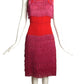 1950s Red & Pink Fringed Crepe Dress, Size 6