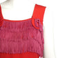 1950s Red & Pink Fringed Crepe Dress, Size 6