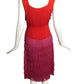 1950s Red & Pink Fringed Crepe Dress, Size 6