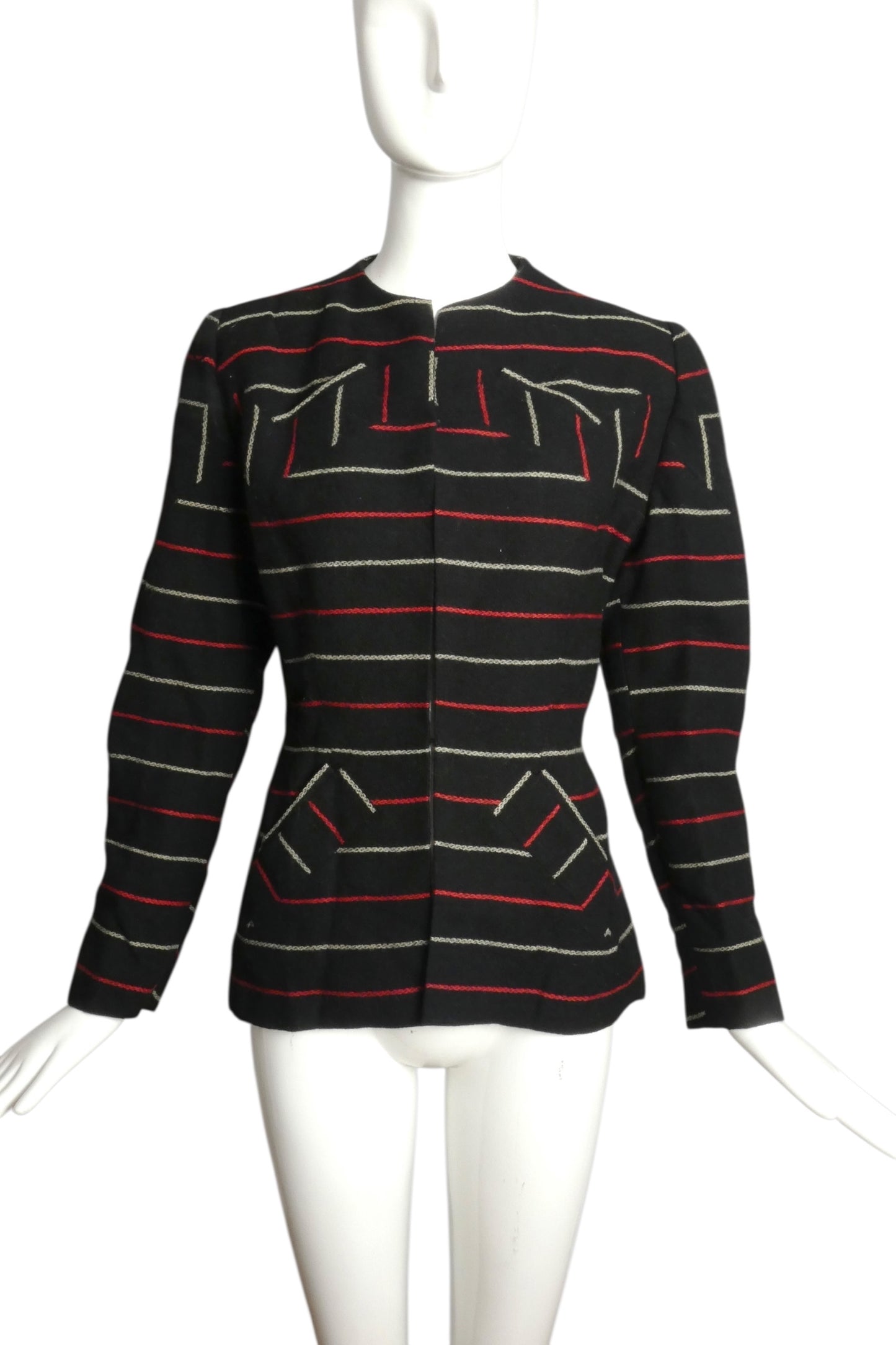 ADRIAN- 1940s Wool Stripe Jacket, Size 10