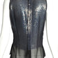 CALVIN KLEIN- 1980s Navy Sequin Chiffon Shell, Size 2
