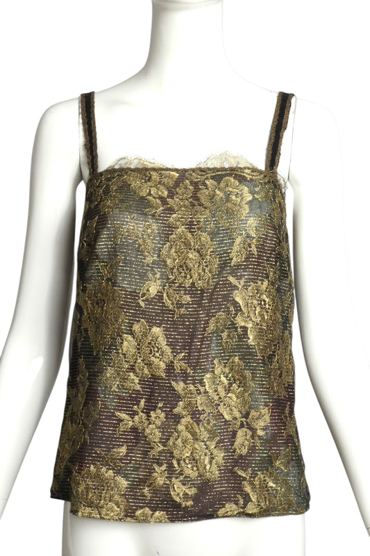 EMANUEL UNGARO- 1980s Floral Lace Shell, Size 4