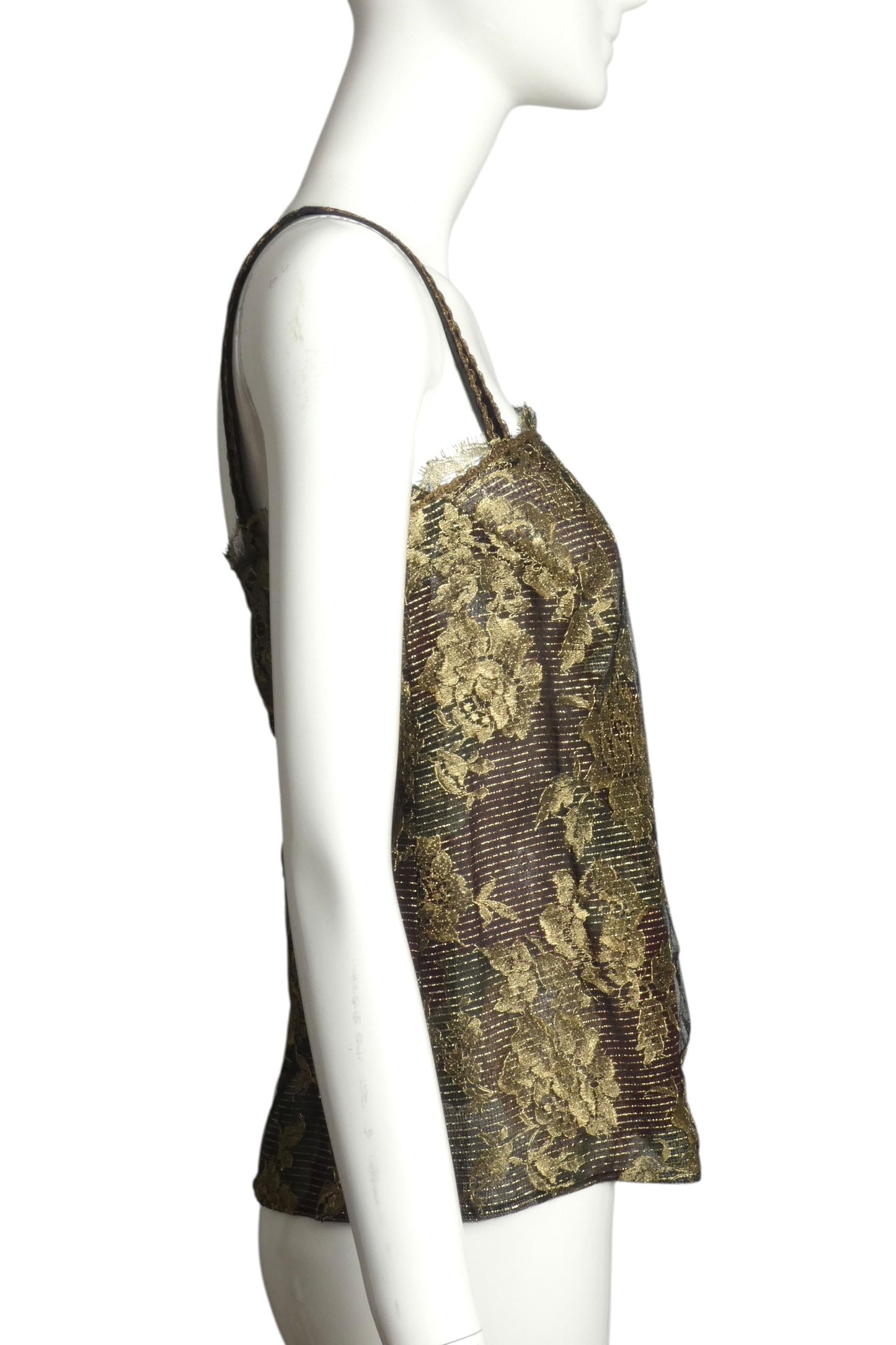 EMANUEL UNGARO- 1980s Floral Lace Shell, Size 4