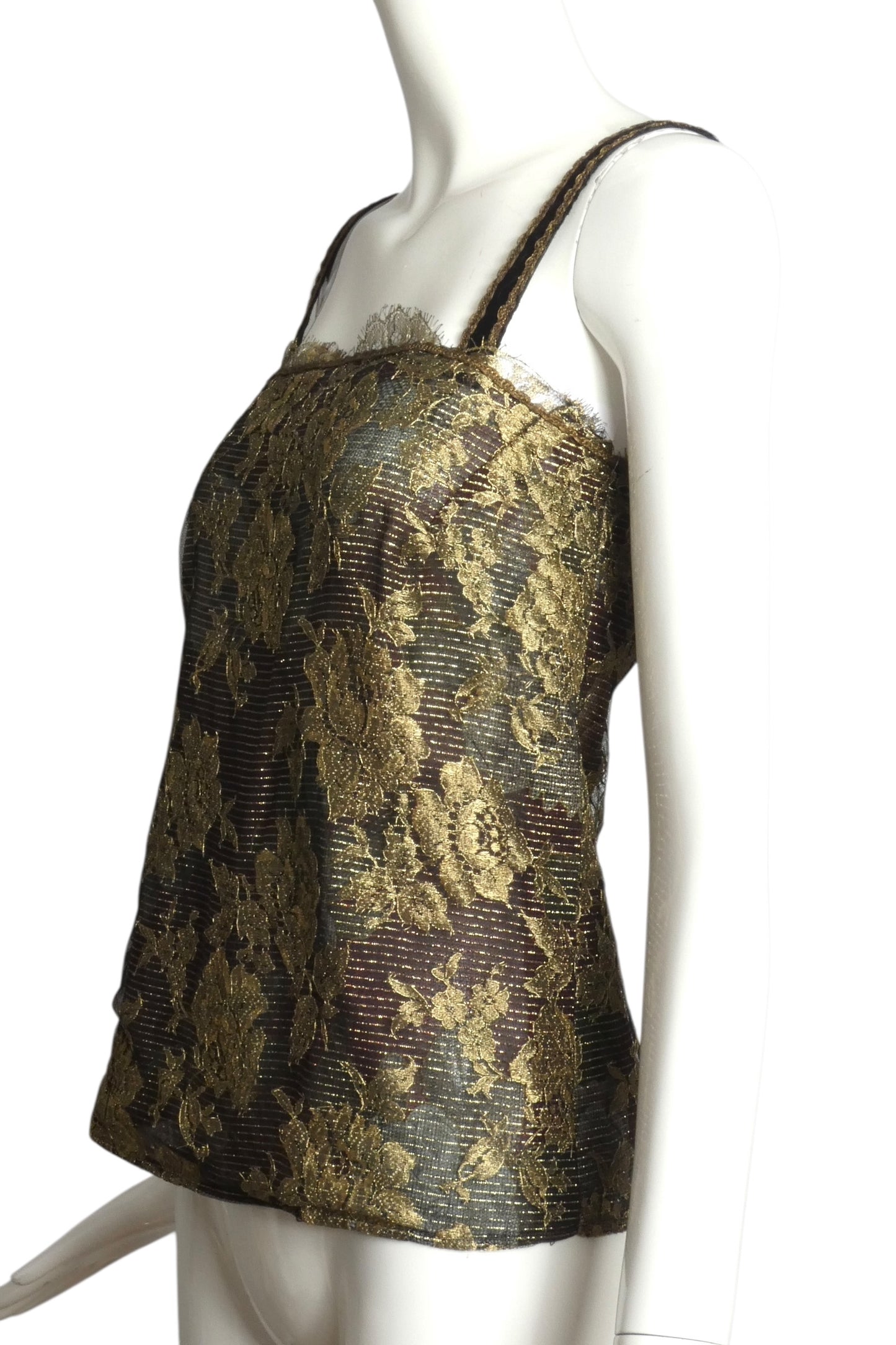 EMANUEL UNGARO- 1980s Floral Lace Shell, Size 4