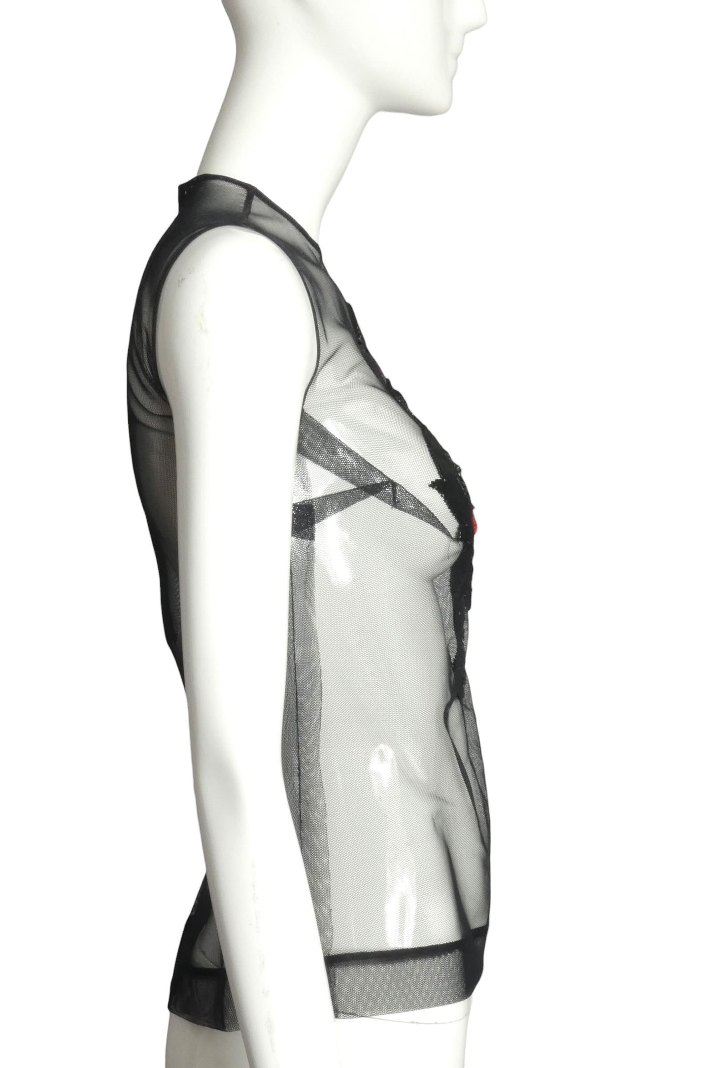 1980s Black Embroidered Shell, Size 2