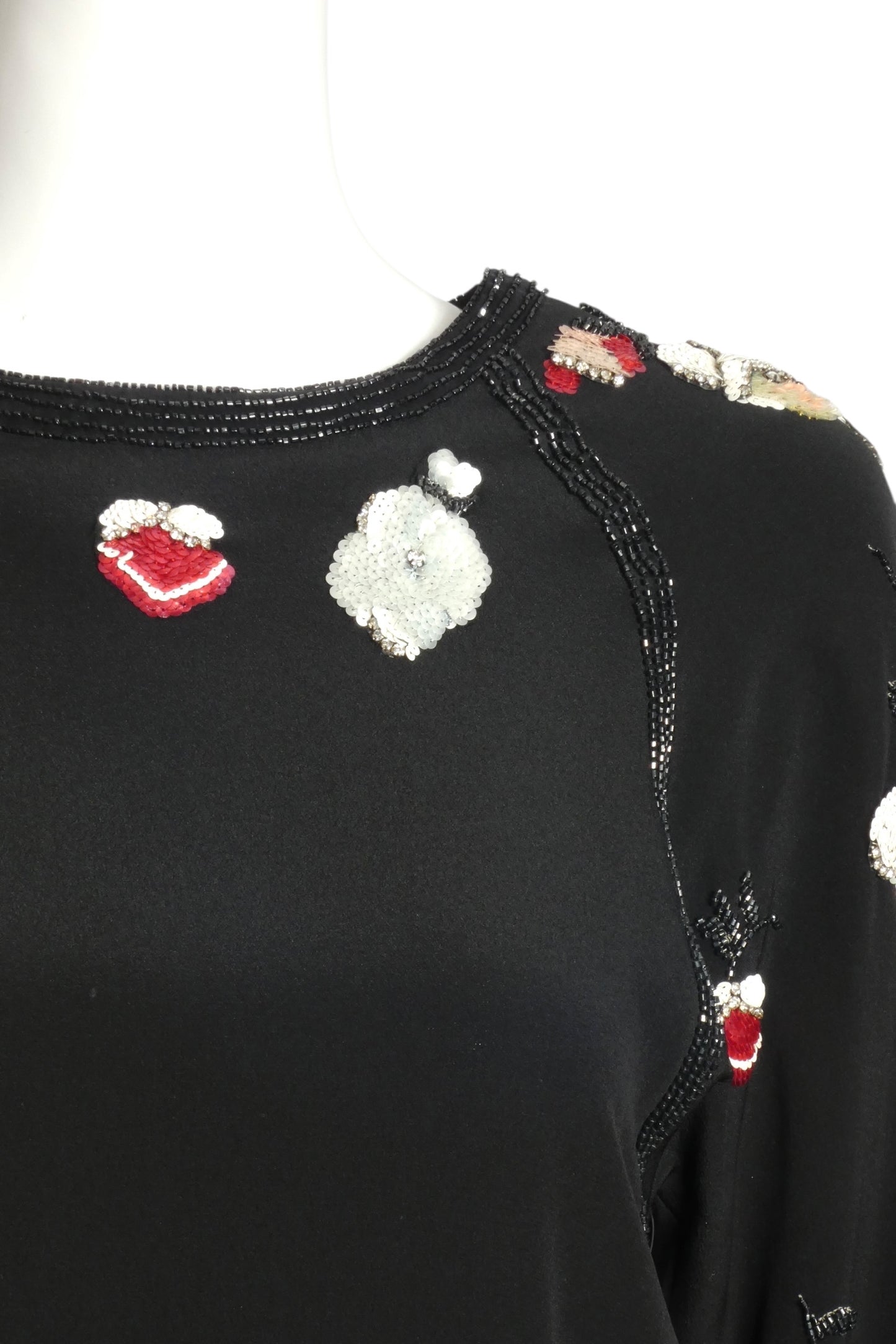 CHLOE- 1980s Beaded & Sequin Silk Blouse, Size 4