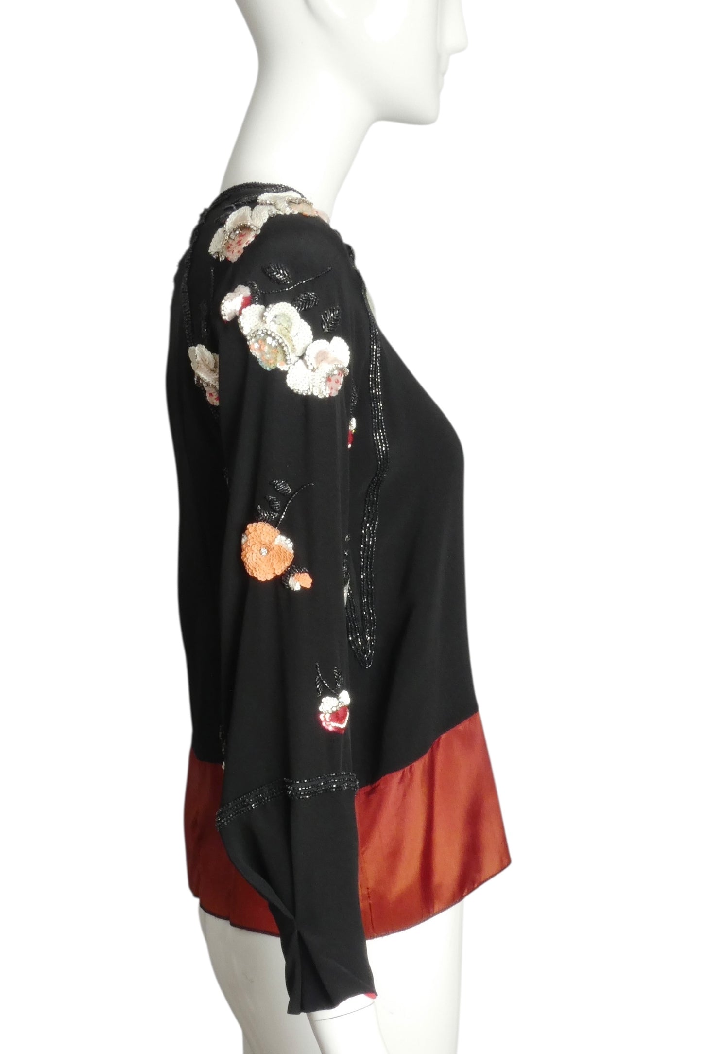 CHLOE- 1980s Beaded & Sequin Silk Blouse, Size 4