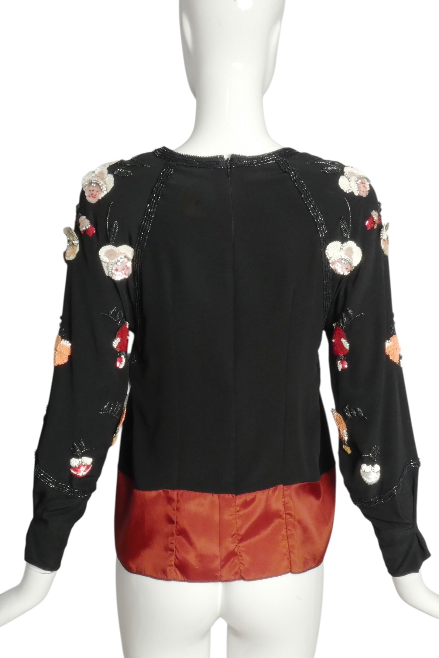 CHLOE- 1980s Beaded & Sequin Silk Blouse, Size 4