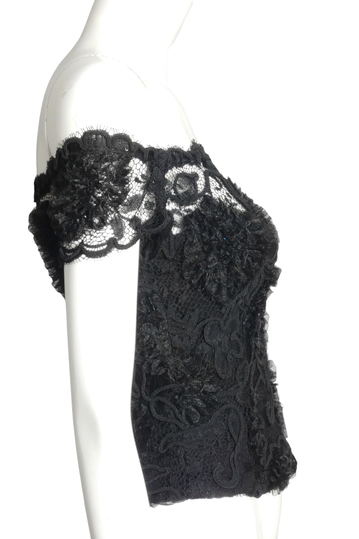CHANEL- F/W 1995 Black Lace Bustier Top, Size 2