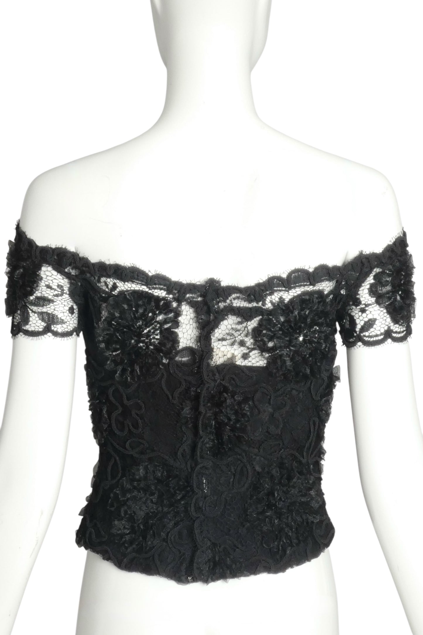 CHANEL- F/W 1995 Black Lace Bustier Top, Size 2