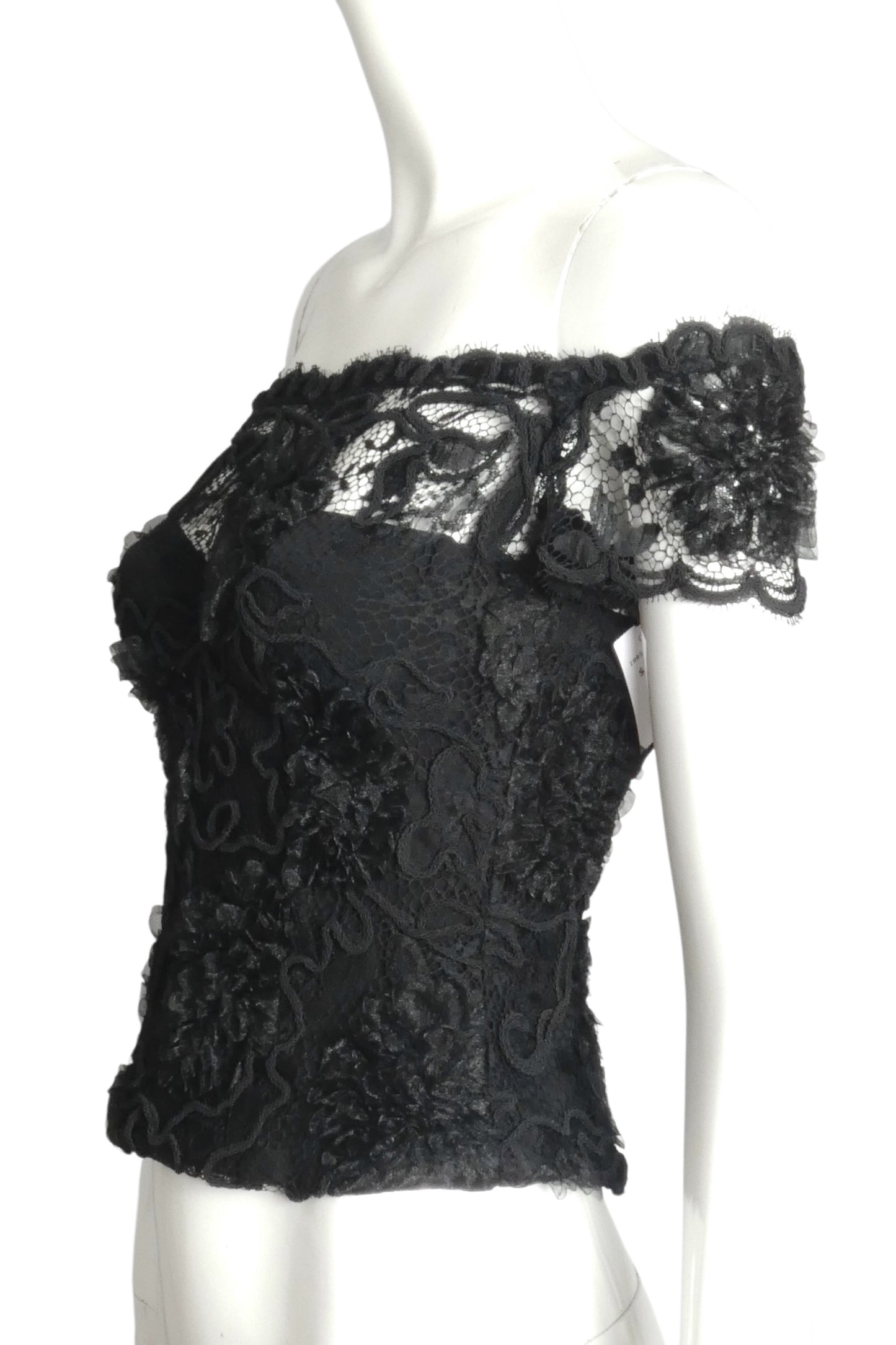 CHANEL- F/W 1995 Black Lace Bustier Top, Size 2