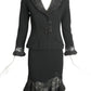CHRISTIAN DIOR- Black Wool & Crepe Skirt Suit, Size 2P