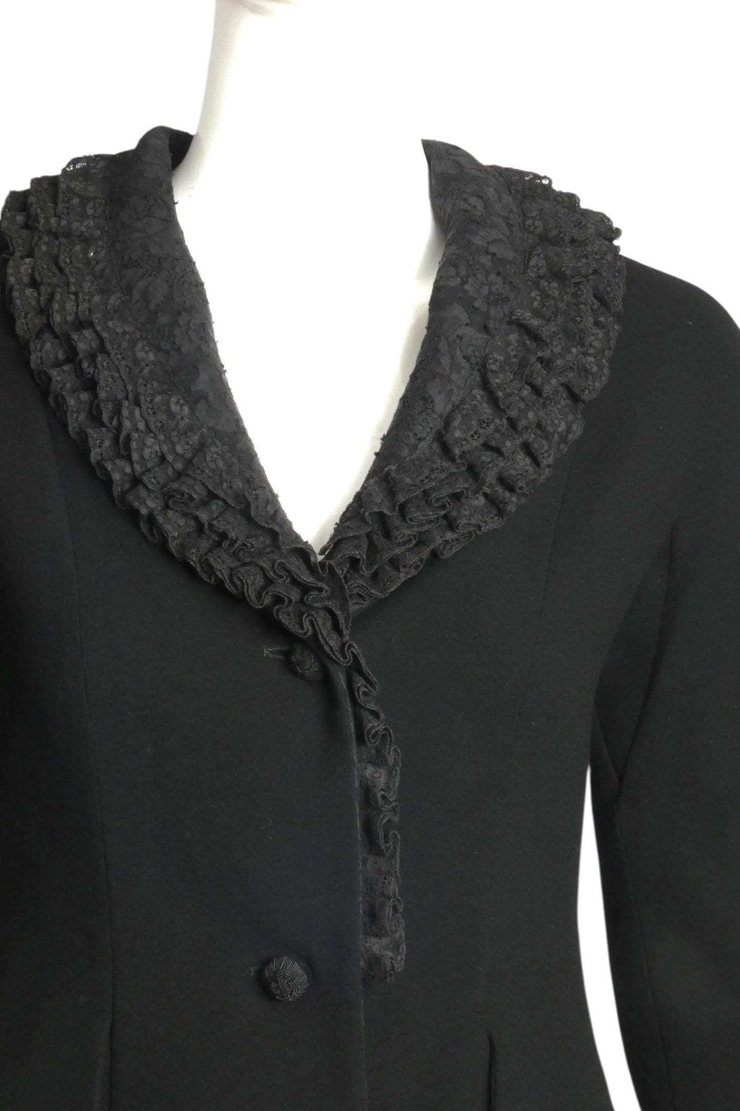 CHRISTIAN DIOR- Black Wool & Crepe Skirt Suit, Size 2P