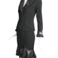 CHRISTIAN DIOR- Black Wool & Crepe Skirt Suit, Size 2P