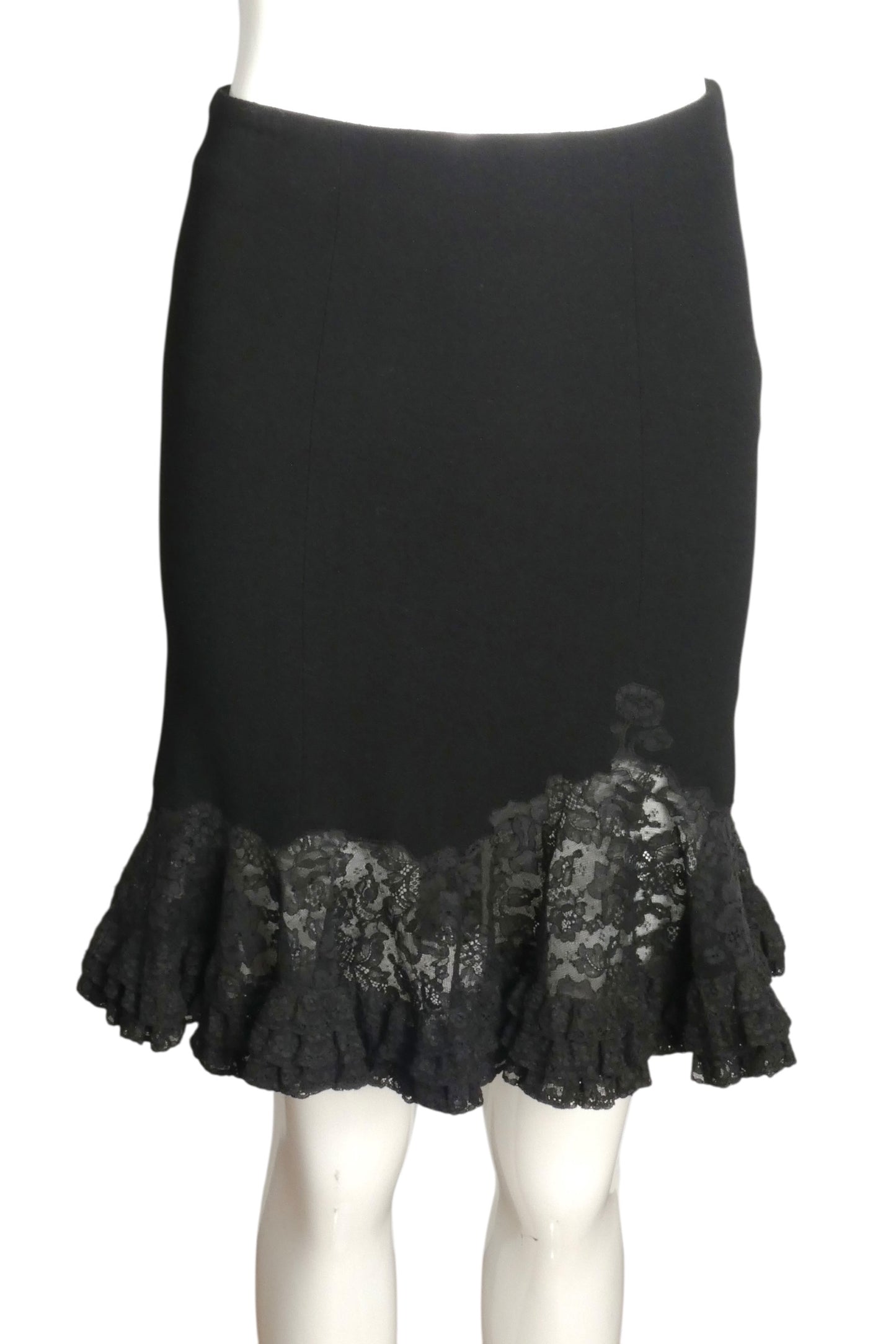 CHRISTIAN DIOR- Black Wool & Crepe Skirt Suit, Size 2P