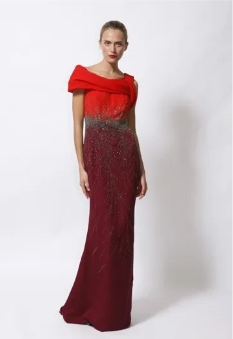 CAROLINA HERRERA- 2010 Beaded Crepe Evening Gown, Size 4P